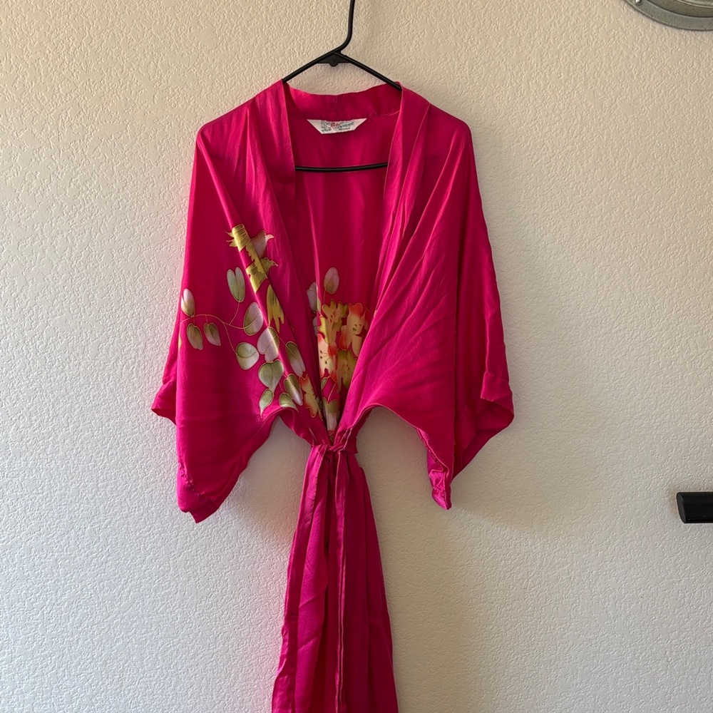 Pink Floral Kimono Robe